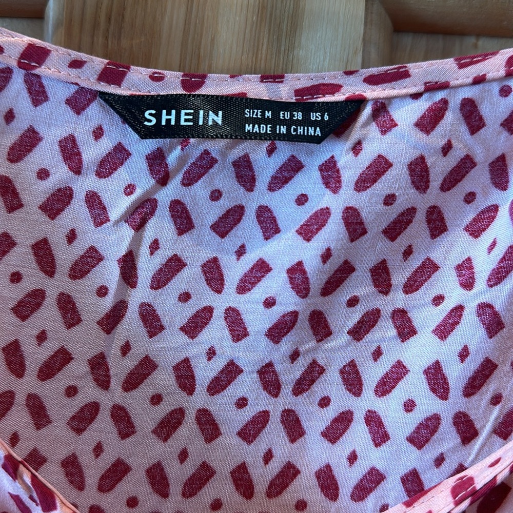 SHEIN Mulvari All Over Print Tie Neck Asymmetrical Hem Dress - Picture 6 of 7